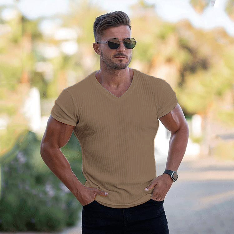 Summer v-neck sports breathable bottoming shirt