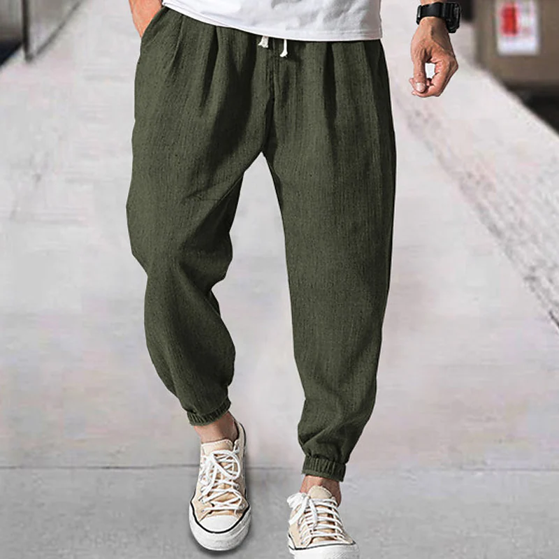 Men's Casual Fashion Jogger Trousers Drawstring Elastic Waist Pants Daily Beach Micro-elastic Solid Colored Comfort Breathable Mid Waist turmeric Green Blue Yellow Army Green L XL XXL 3XL 4XL