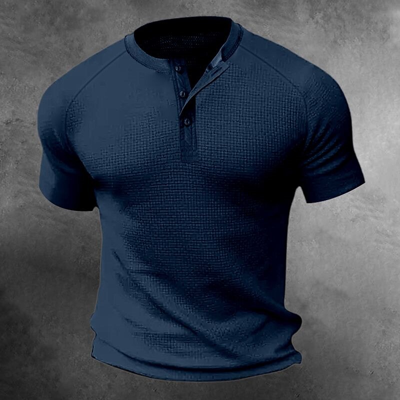 Men's Plain Henley Basic Short Sleeves Henley Shirt