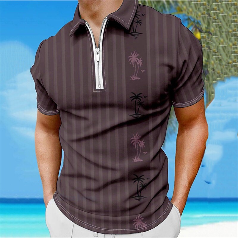 Men's Turndown Zipper Short Sleeves Polo
