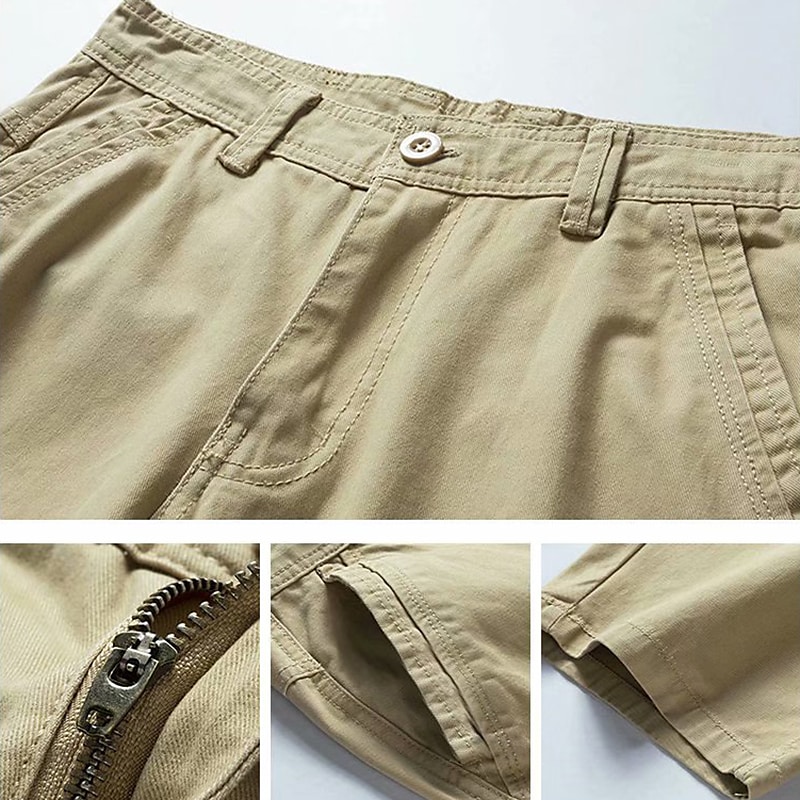 Men's Chino  Pocket Plain Comfort Breathable Knee Length Outdoor Cargo Shorts