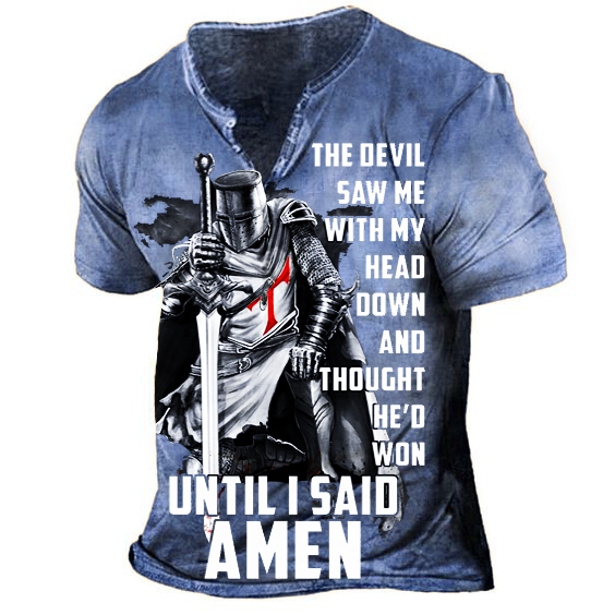 Men's Henley Shirt Tee T shirt Tee 3D Print Graphic Patterned Cross Plus Size Henley Daily Sports Button-Down Print Short Sleeve Tops Designer Basic Casual Big and Tall Brown / Summer / Summer