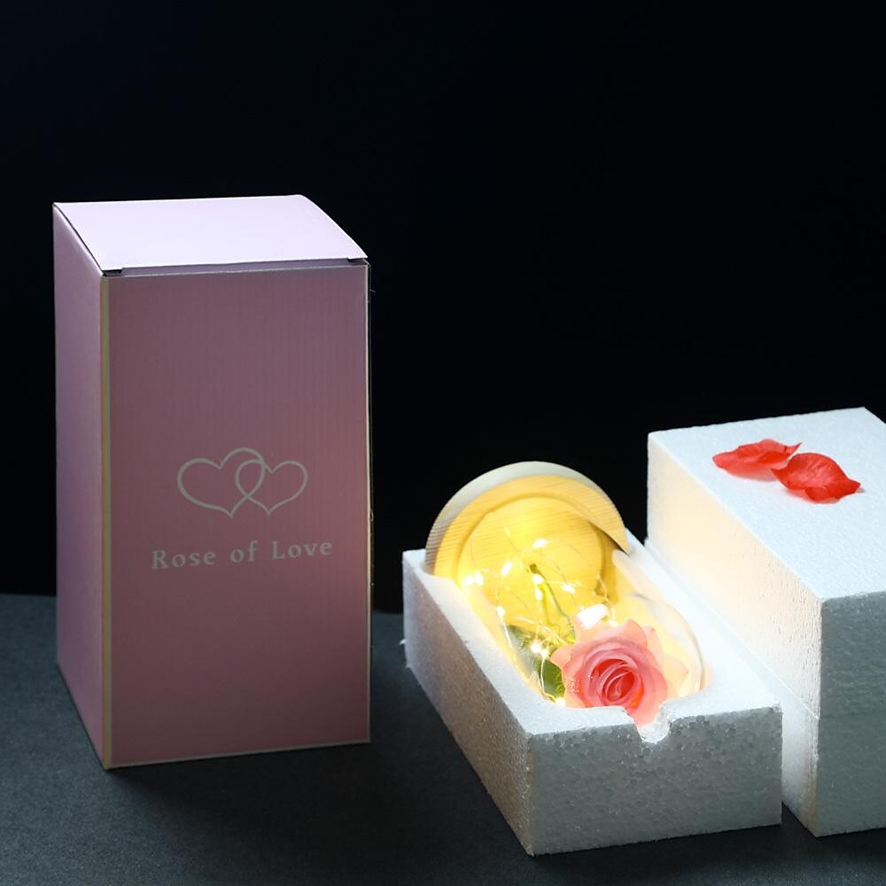 beauty and the beast glass shade rose lamp simulation rose led lamp mother's day decoration valentine's day gift