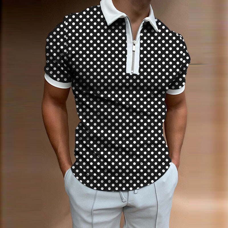Men's polka dot navy blue shirt