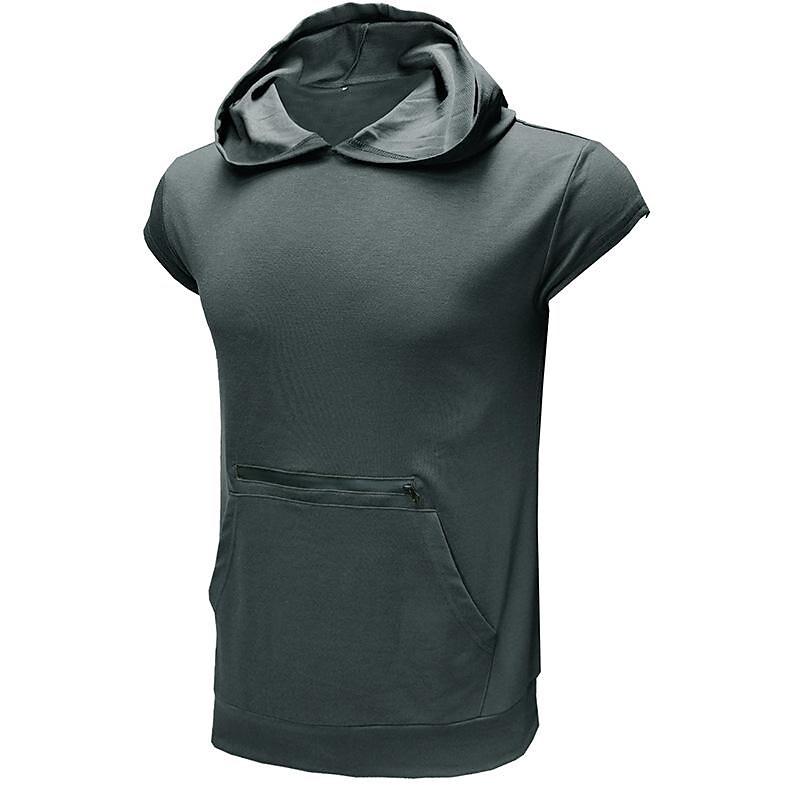 Summer Men's Sleeveless Solid Color Hoodie