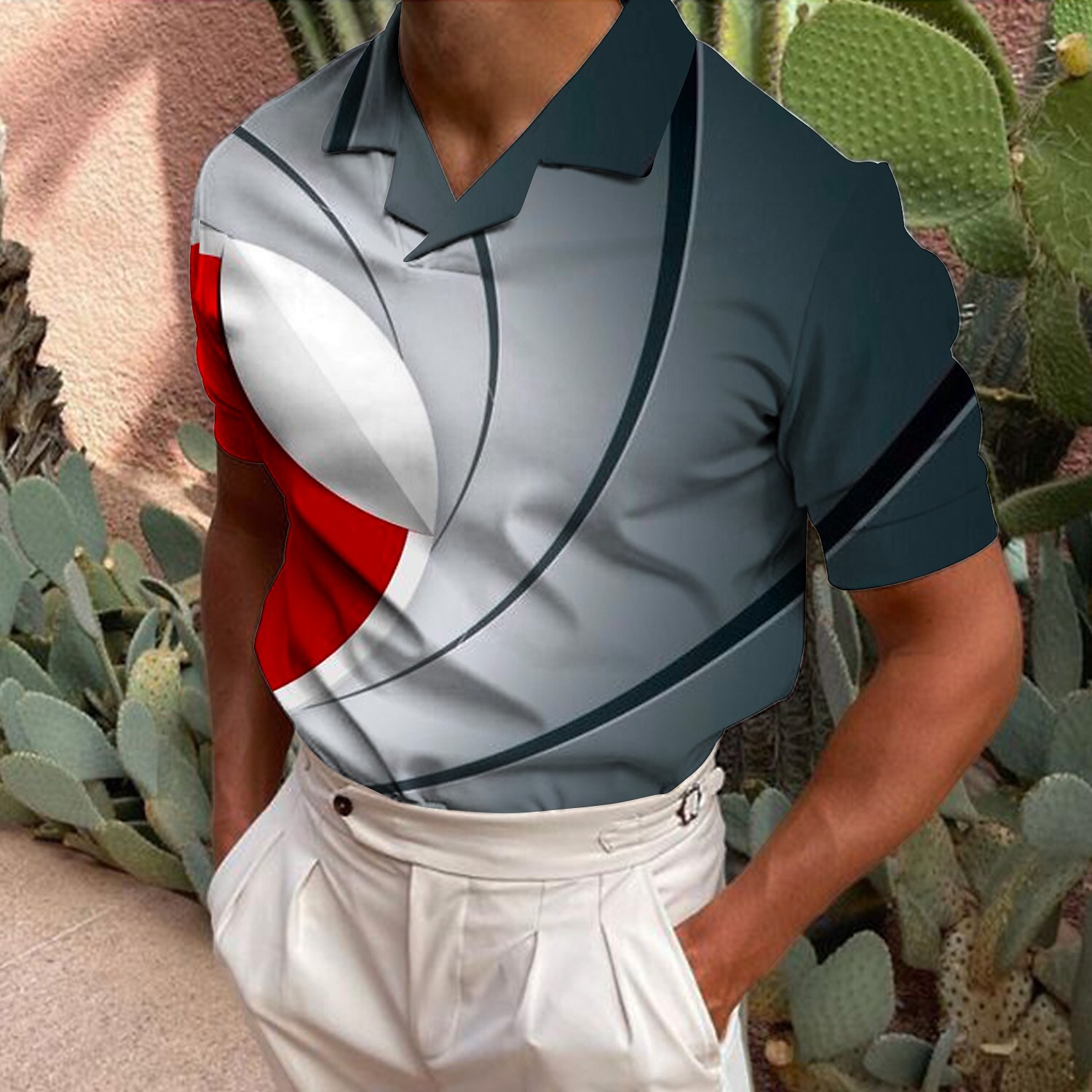 Men's Gradient Abstract Graphic Prints 3D Print  Short Sleeves Polo Shirt 