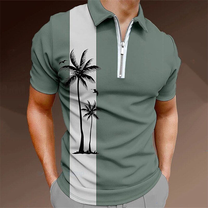 Men's Turndown Zipper Short Sleeves Polo