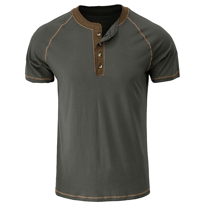Men's Plain  Short Sleeves Henley Shirt