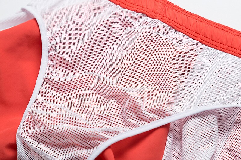 Men's Sport Runing Swimming Pockets Drawstring Breathable Solid Color Shorts 