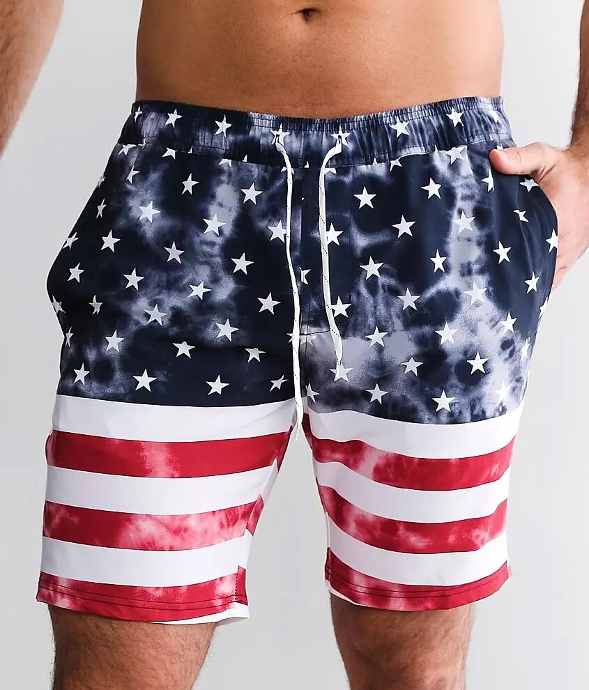 Men's Eagle National Flag Quick Dry Casual Holiday Hawaiian Swim Shorts 