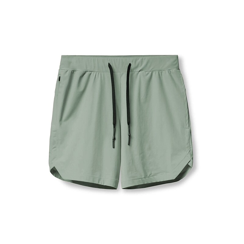 Men's Drawstring Elastic Waist Solid Color Breathable Quick Dry Active Shorts