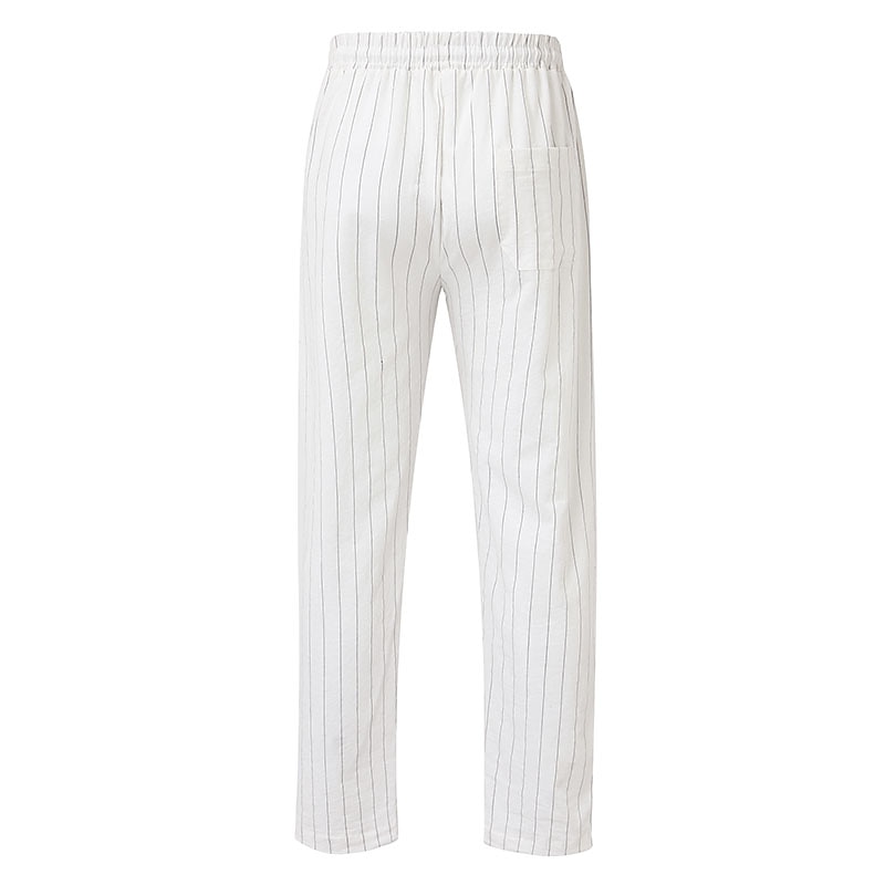 Men's Pocket Stripe Comfort Breathable Linen Pants
