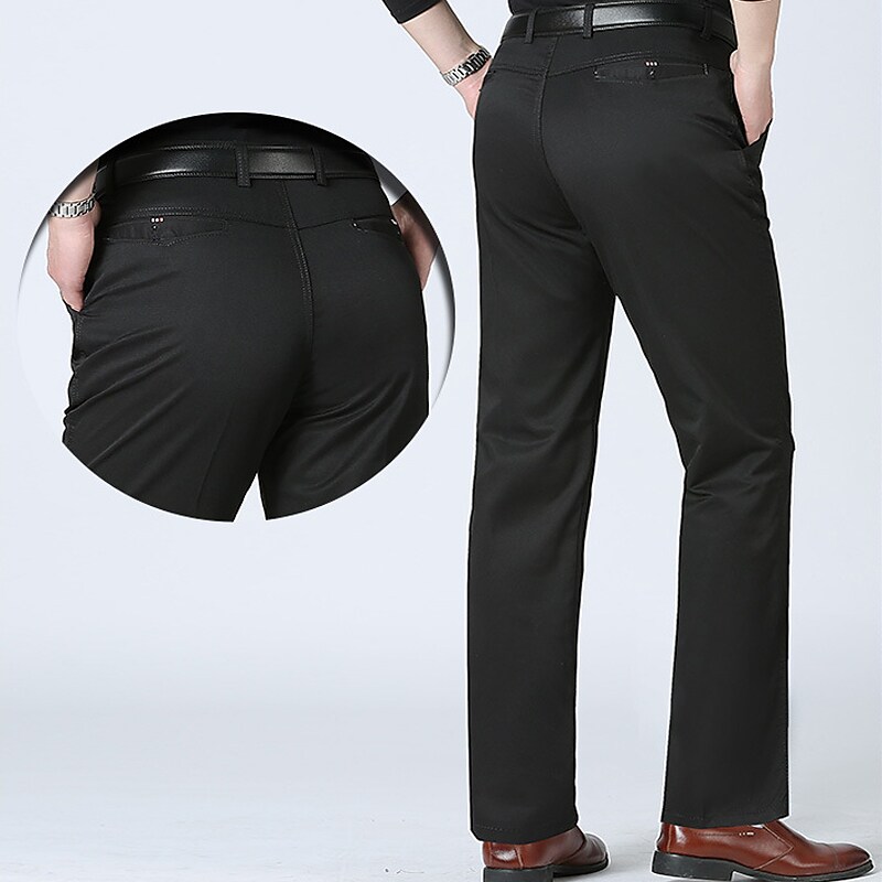 Men's Straight Leg Plain Comfort Breathable Sports Stylish High Waist 