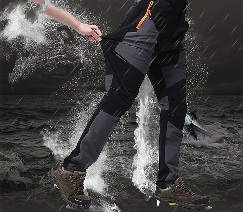 Men's Cargo Pants Hiking Pants Work Pants Trousers Safari Outdoor Pants Water Resistant Windproof Quick Dry Stretch 3 Zipper Pocket Elastic Waist Bottoms Black Khaki Army Green Climbing