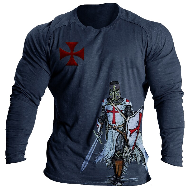 Men's Crusader Templar Vintage Print T-Shirt