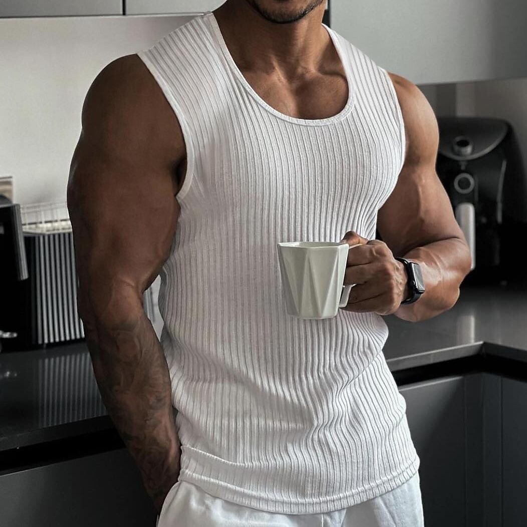 Men's Plain Crew Neck Muscle  Vest