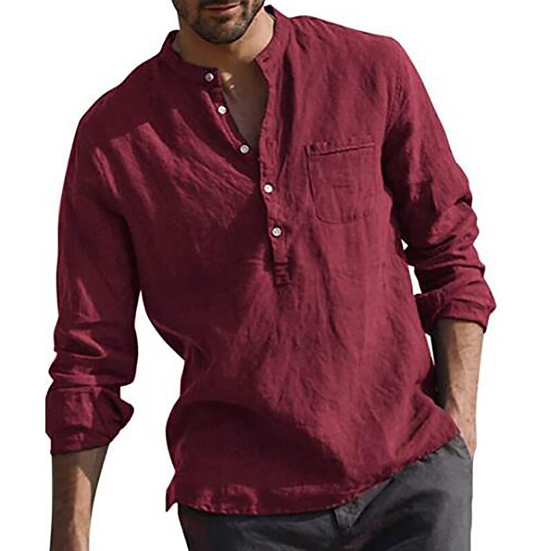 Men's cotton and linen light and comfortable shirt