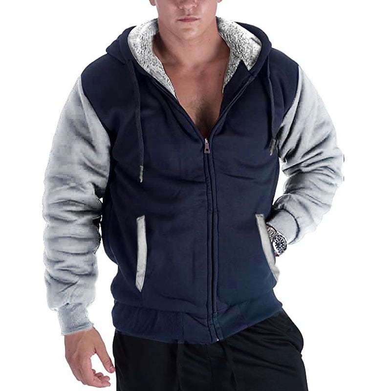 Men's sweater hooded autumn and winter men's baseball uniform men's Korean version sports fleece thickened men's jacket
