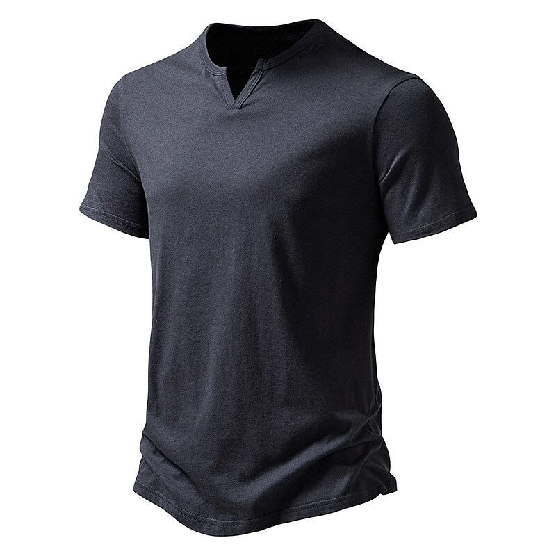 Men's Plain V Neck Short Sleeves Basic T-shirt 