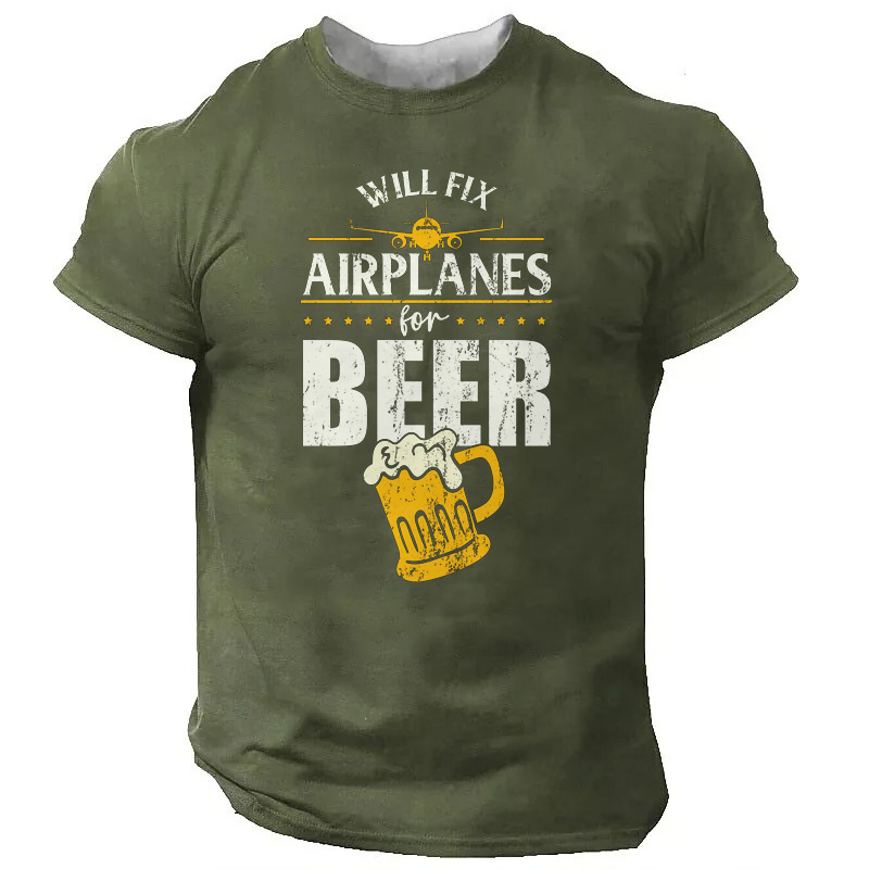 Men's T shirt Tee 3D Print Graphic Letter Crew Neck Casual Daily Print Short Sleeve Tops Fashion Classic Comfortable Big and Tall Green Black Brown / Sports / Summer