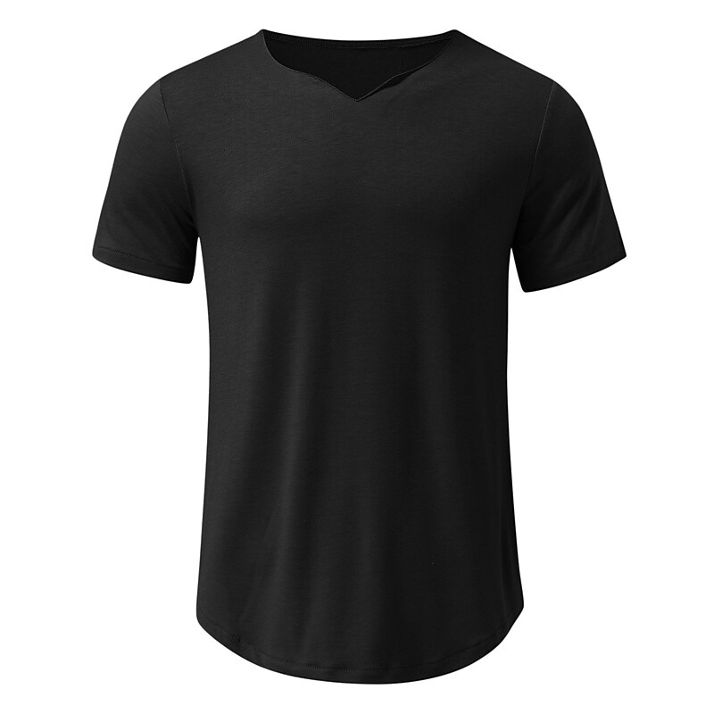 Men's T shirt Tee Solid Color V Neck Street Casual Short Sleeve Tops Basic Fashion Classic Comfortable White Black Army Green / Sports / Summer