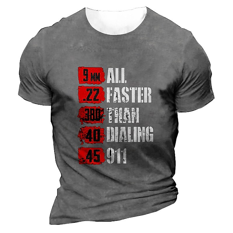 Men's Printed Letter T-Shirt