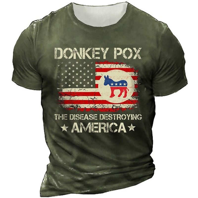 Men's Unisex T shirt Tee 3D Print Graphic Prints National Flag Crew Neck Street Daily Print Short Sleeve Tops Designer Casual Vintage Big and Tall Black Gray Army Green / Summer