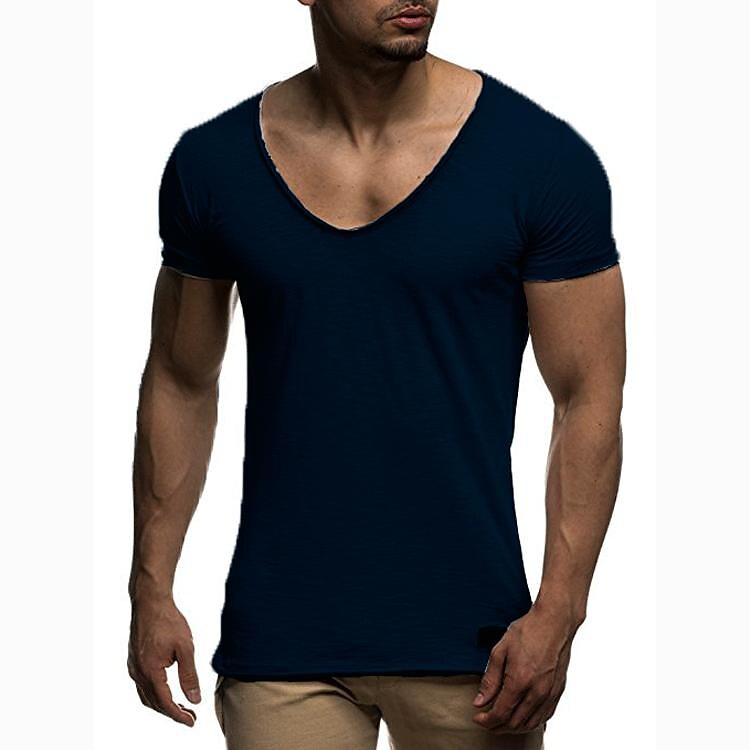 New men's fashion sweetheart neck t-shirt men's summer casual sports short-sleeved t-shirt
