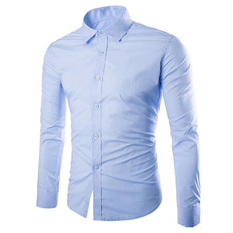 Men's shirt solid color business long sleeve