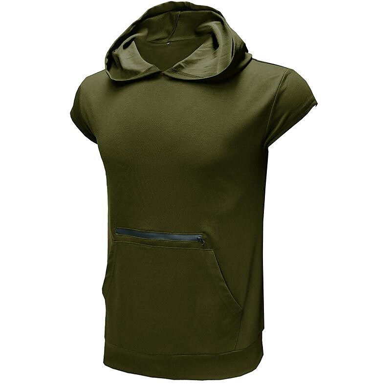 Summer Men's Sleeveless Solid Color Hoodie