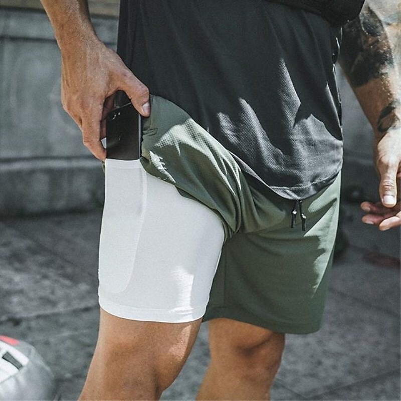 Men's Stylish Casual / Sporty Active Shorts Drawstring Pocket Elastic Waist Short Pants Sports Outdoor Daily Micro-elastic Solid Color Comfort Breathable Mid Waist Green Army Green Dark Gray Red