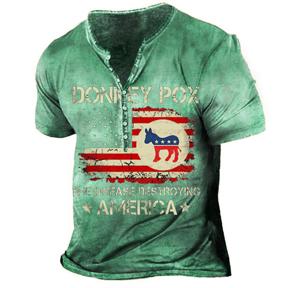 Men's Henley Shirt Tee T shirt Tee 3D Print Graphic Patterned Cross Plus Size Henley Daily Sports Button-Down Print Short Sleeve Tops Designer Basic Casual Big and Tall Brown / Summer / Summer