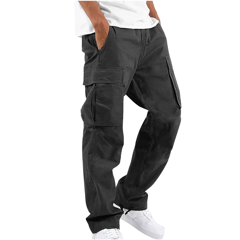 Men's Cargo Pants Fleece Pants Winter Pants Trousers Drawstring Elastic Waist Leg Drawstring Solid Color Comfort Warm Daily Holiday Going out Cotton Blend Sports Fashion Green Purple Micro-elastic