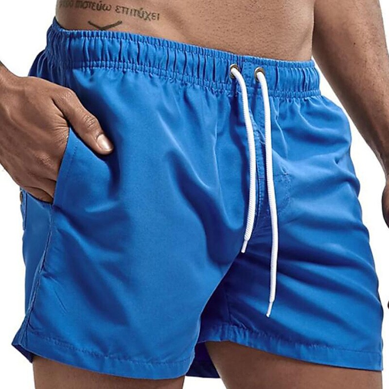 Men's Sport Runing Outdoor Pockets Drawstring Breathable Solid Color Shorts 