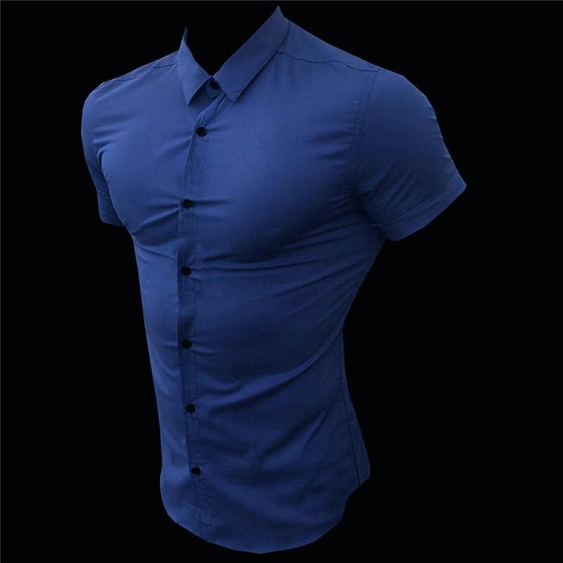 Men's thin solid color non-iron shirt