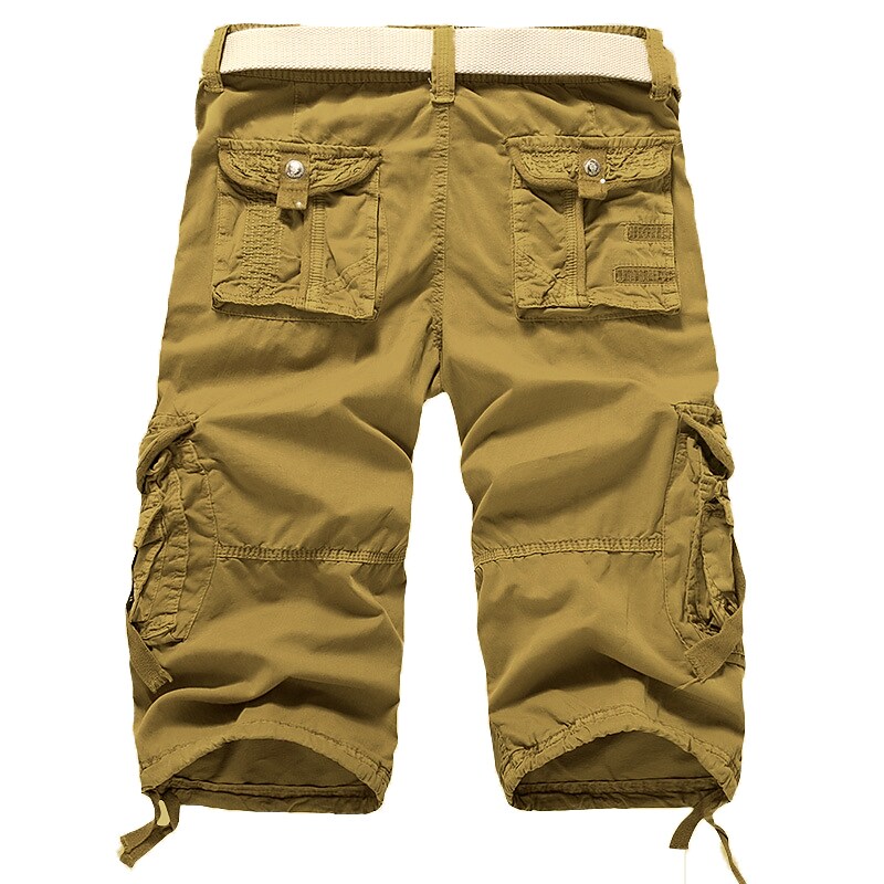 Men's Hiking Multi Pocket Plain Calf-Length Daily Basic Cargo Shorts 