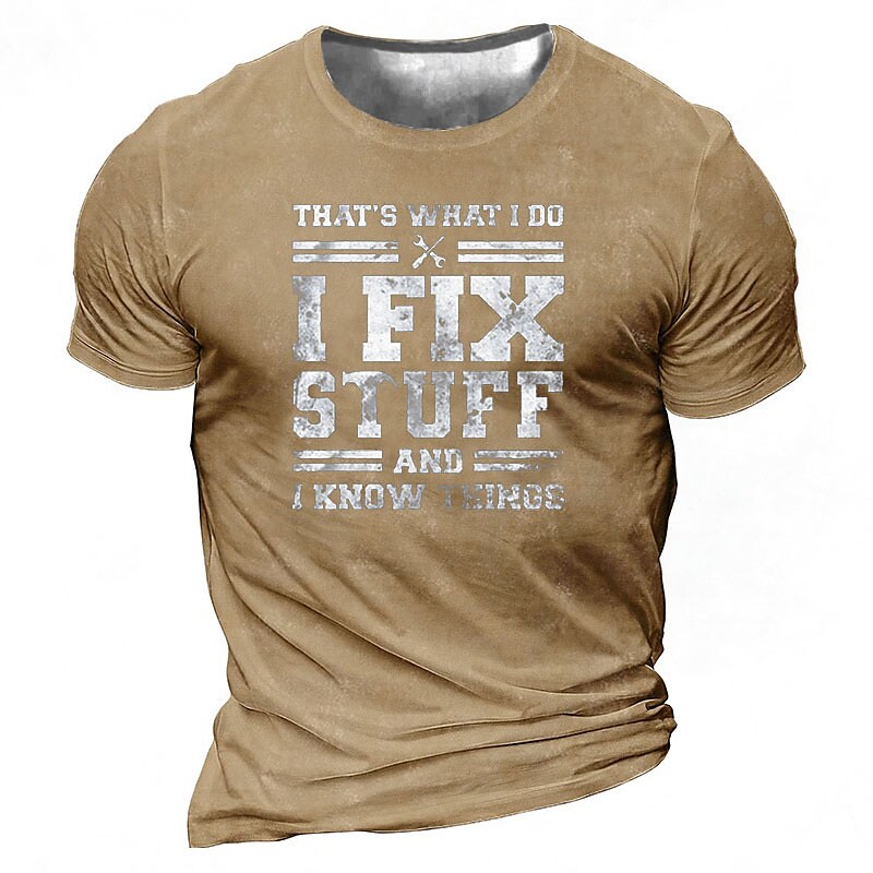 Men's Unisex T shirt Tee 3D Print Graphic Prints Letter Crew Neck Street Daily Print Short Sleeve Tops Designer Casual Vintage Big and Tall Black Army Green Khaki / Summer