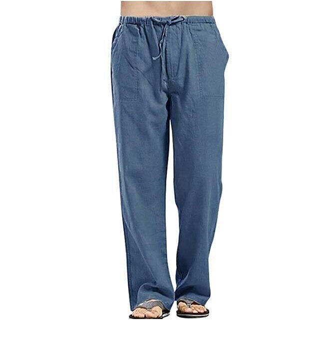 Men's cotton and linen light and comfortable trousers