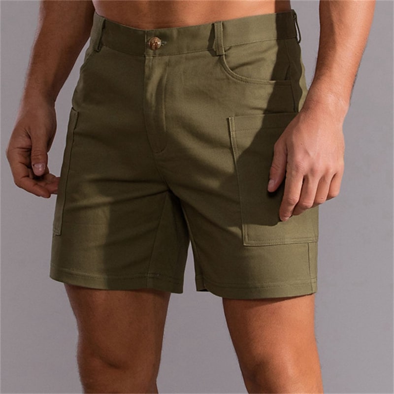 Men's Work Pocket Plain Comfort Breathable Outdoor Casual Daily Cotton Blend Twill Fashion Streetwear Shorts