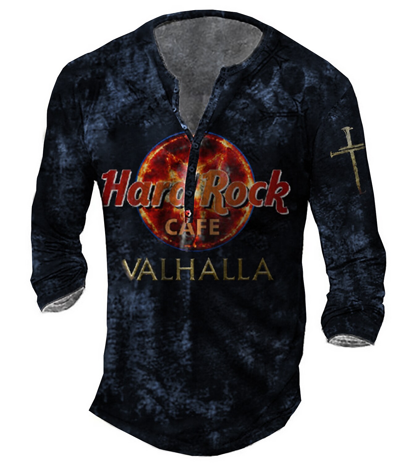 Men's vintage music team henley T-shirt