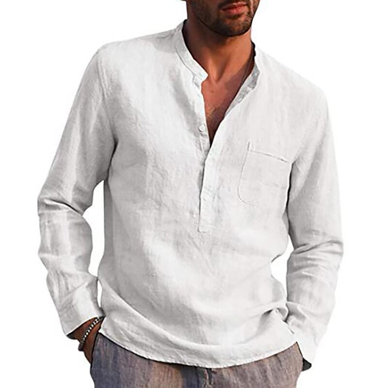 Men's cotton and linen light and comfortable shirt