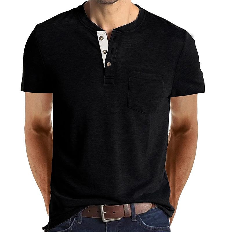 2022 Men's  Short Sleeved Henley T-Shirt