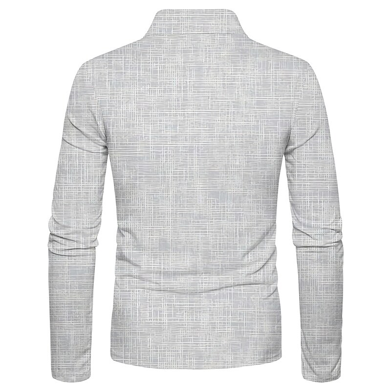Men's Golf Shirt 3D Print Plaid Half Zipper Long Sleeve T-shirt