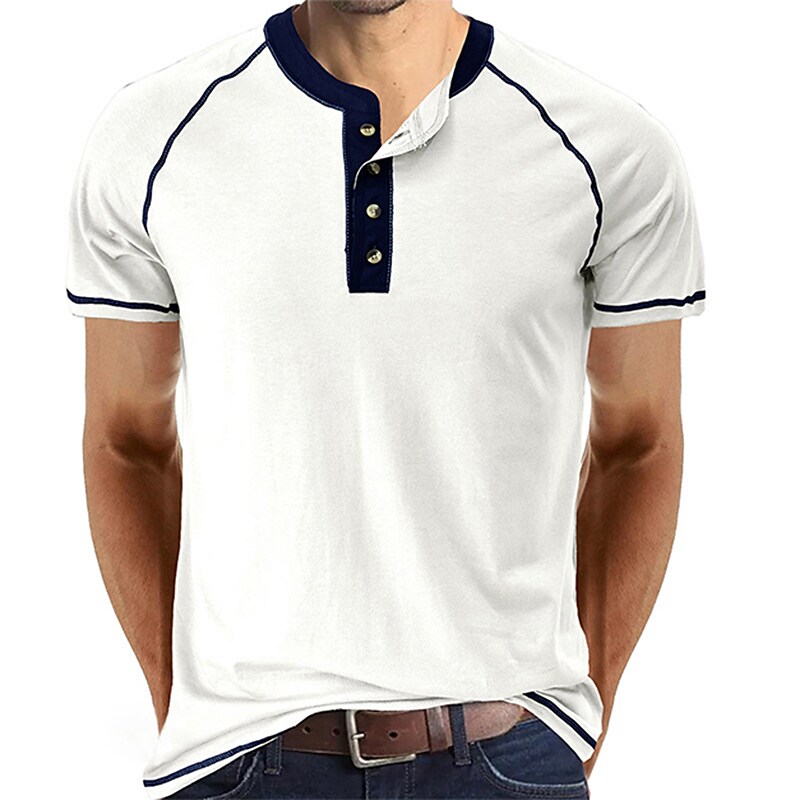 Men's Plain  Short Sleeves Henley Shirt