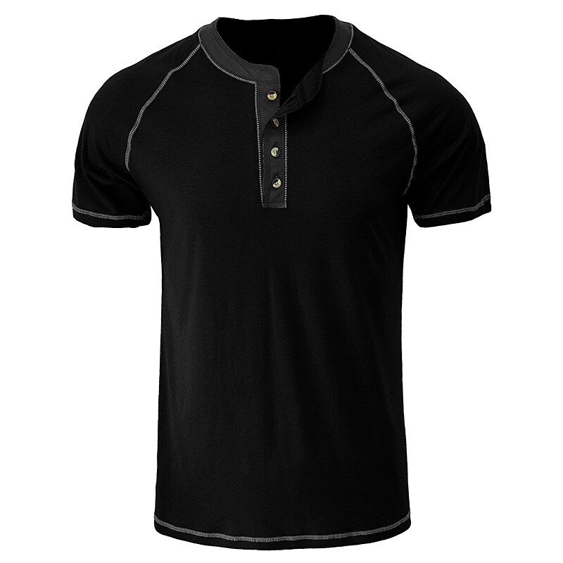 Men's Plain  Short Sleeves Henley Shirt