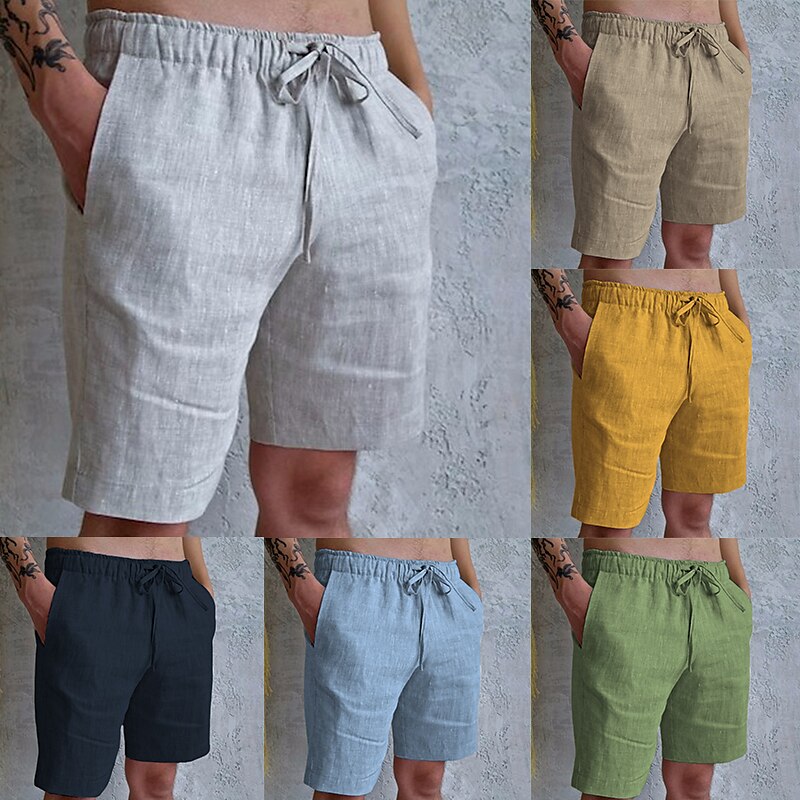 Men's Outdoor Beach Fashion Holiday Breathable Drawstring Comfortable Light Plain Shorts