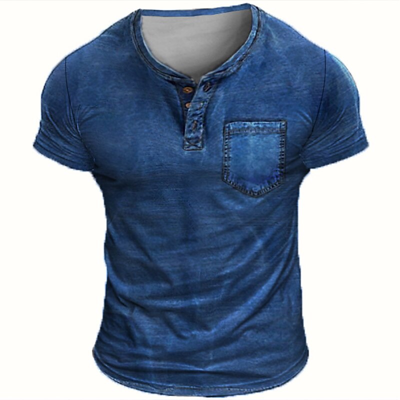 Men's Plain  Street Vacation  Short Sleeves Basic Henley Shirt 