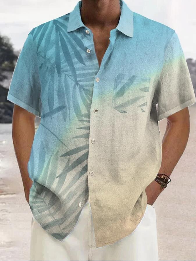 Men's Outdoor Holiday Casual Hawaiian Fashion Street Breathable Comfortable Light Print Short Sleeve Shirt