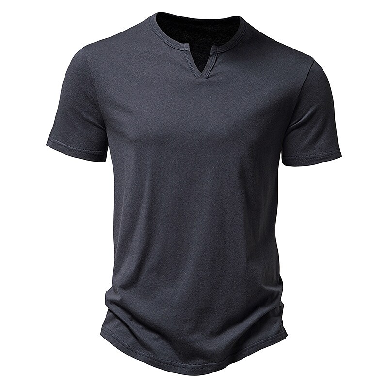 Men's Plain V Neck Short Sleeves Basic T-shirt 