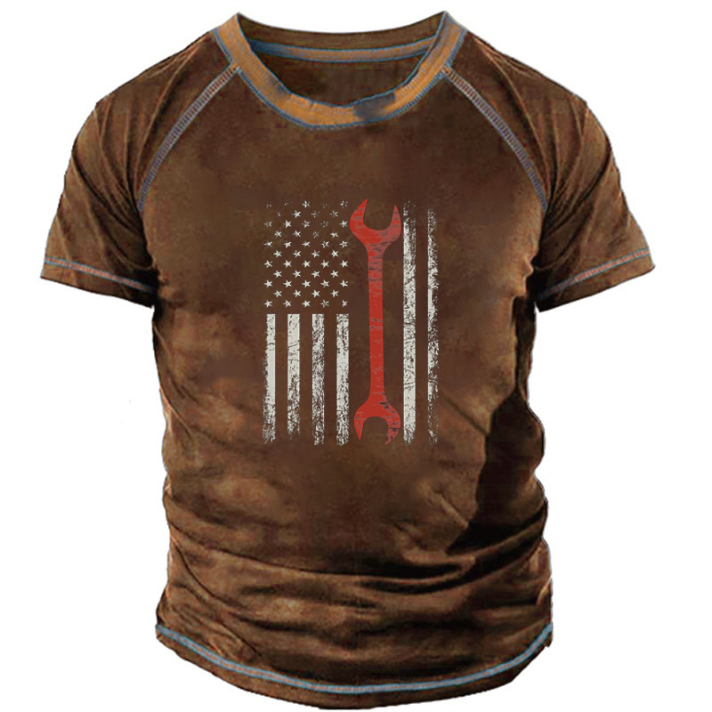 Men's T shirt Tee 3D Print Graphic Letter Crew Neck Casual Daily Print Short Sleeve Tops Fashion Classic Comfortable Big and Tall Green Black Brown / Sports / Summer